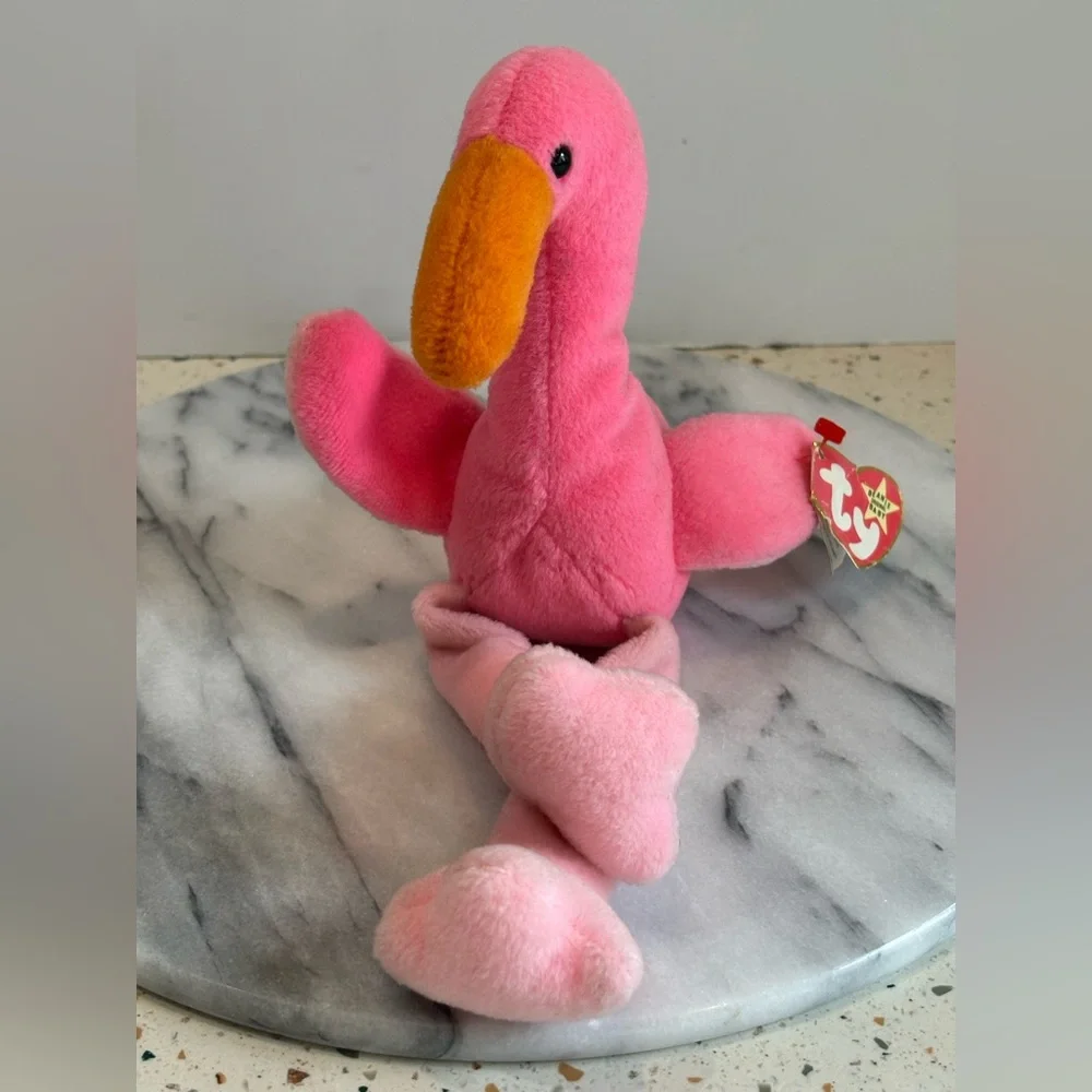 Vintage‎ 1995 Ty Beanie Pinky Pink Flamingo Plush Toy